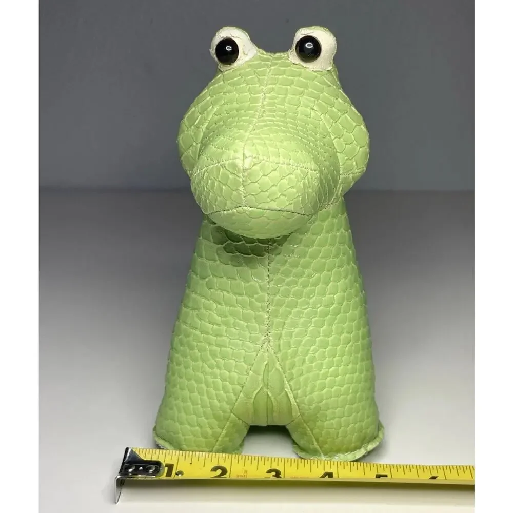 Vintage Streamline Alligator Bookend Faux Leather Weighted Green Crocodile